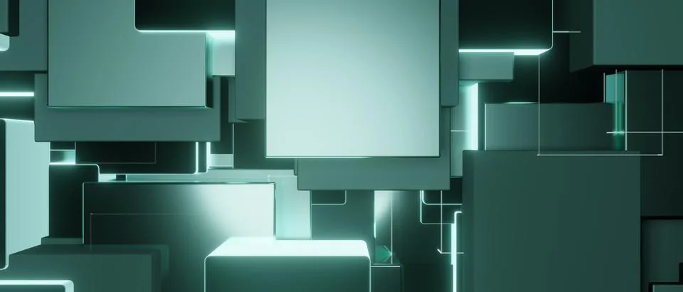 Abstract green geometric shape background 3d render Иллюстрация