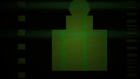 Abstract Green Geometric Shape on Black Background with Glitch Effect. Stock Footage 333916263