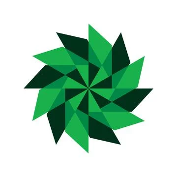 Abstract Green Geometric Shape in Circular Symmetric Design Illustrazione stock