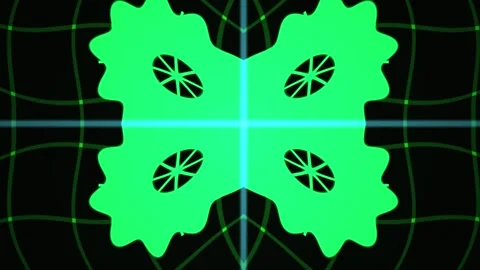 Abstract Green Geometric Shape with Radial Symmetry and Grid Background. Stock Footage 334485197