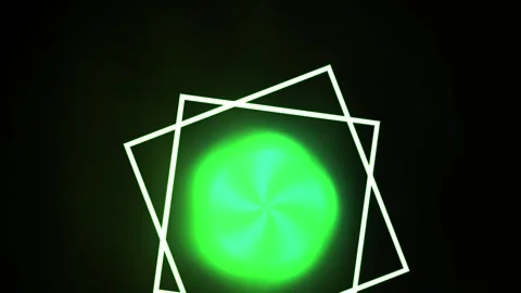 Abstract Green Geometric Shape Rotating with Neon Glow Effect. Stock Footage 334485305