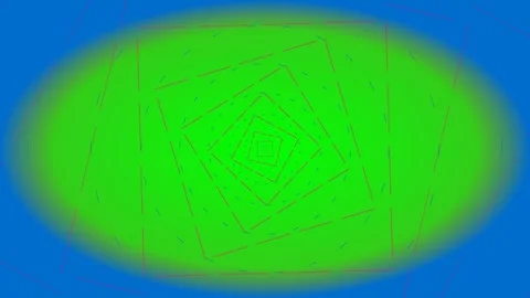 Abstract green geometric spiral pattern on a vibrant blue gradient background Stock Footage 341821005