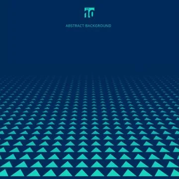 Abstract green geometric triangles pattern halftone perspective on blue backg 스톡 일러스트