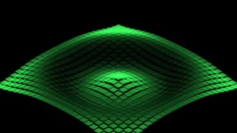 Abstract green geometric wave surface pulsating motion on black digital bac.. Video stock 342549191