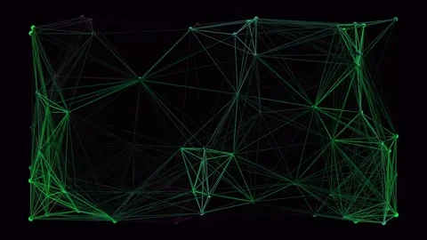 Abstract green geometric wireframe network overlay technology background Stock Footage 340380172