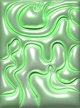 Abstract green glossy texture with liquid volumetric waves, 3D pearlescent .. Stock Illustration