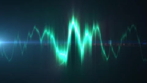 Abstract green glowing audio waveform with smooth light transitions, repres.. Stock Illustration