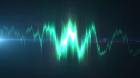 Abstract green glowing audio waveform with smooth light transitions, repres.. Stock Illustration