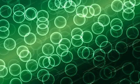 Abstract green glowing bubbles and bokeh lights background. circle pattern. Stock Illustration