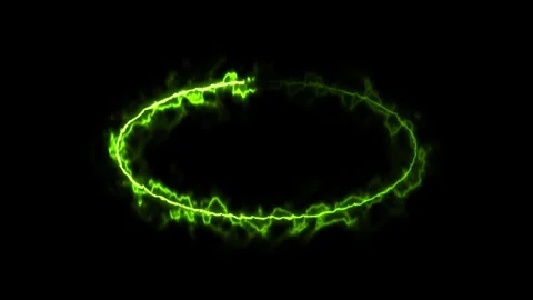 Abstract green glowing circle with electric light effects on dark black bac.. 動画素材 334907532
