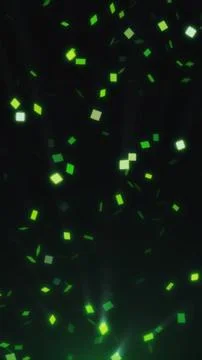 Abstract green glowing confetti floating background Иллюстрация