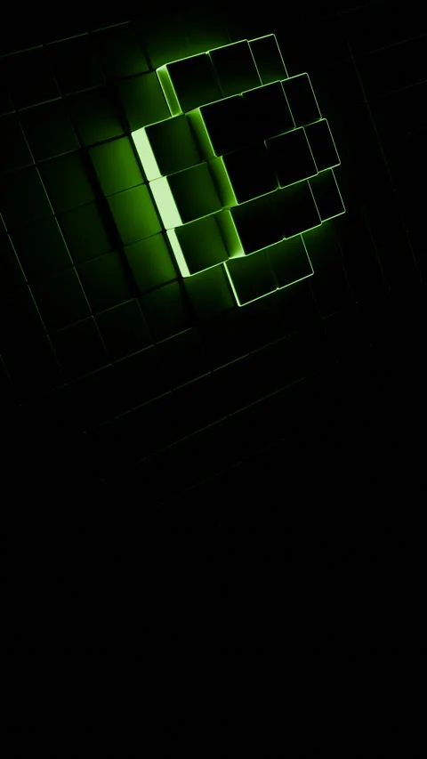 Abstract green glowing cubes pulsating light Stock Footage 319408844