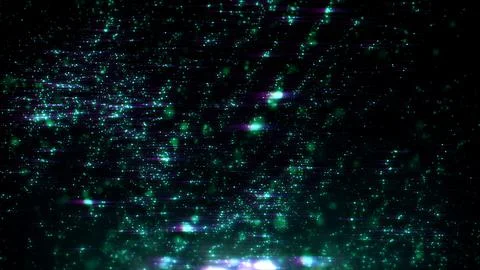 Abstract green glowing digital particles motion background Stock Illustration