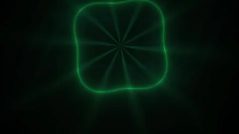 Abstract Green Glowing Geometric Shapes Pulsing in Dark Space. Stock Footage 341807454