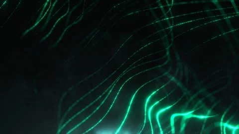 Abstract green glowing light trails and data waves on dark background 스톡 동영상 342805502