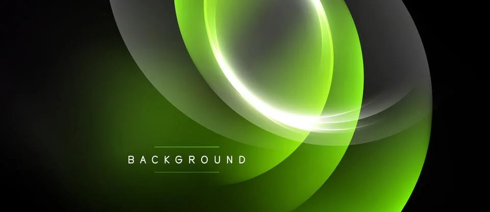 Abstract green glowing lines form curved shapes over black background. Modern Stockillustratie