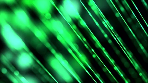 Abstract green glowing lines moving diagonally against black backdrop Stock Footage 327569371