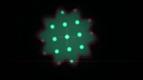 Abstract Green Glowing Microbe or Virus Particle Animation on Black Backgroun Stock Footage 334486107