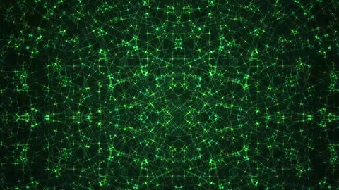 Abstract green glowing network of interconnected nodes and lines forming a .. Stock Footage 333916332