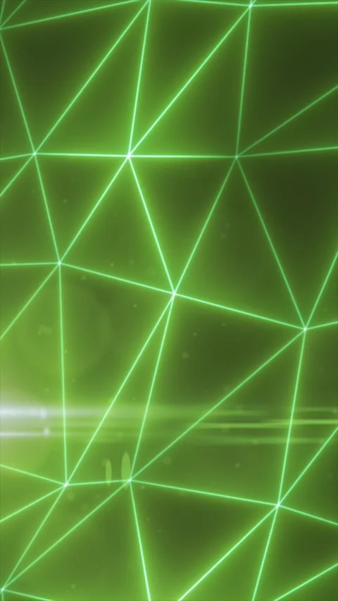 Abstract green glowing network of triangular lines with a soft light flare .. Stock Footage 314664317