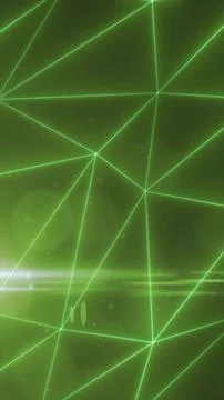 Abstract green glowing network of triangular lines with a soft light flare .. Illustrazione stock