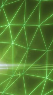 Abstract green glowing network of triangular lines with a soft light flare ef 写真素材