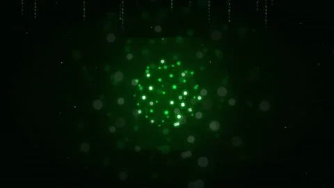 Abstract Green Glowing Particle Sphere Rotating on Black Background with Stock Footage 339322076