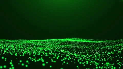 Abstract Green Glowing Particle Wave Seamless Loop 3 Stock Footage 341873317