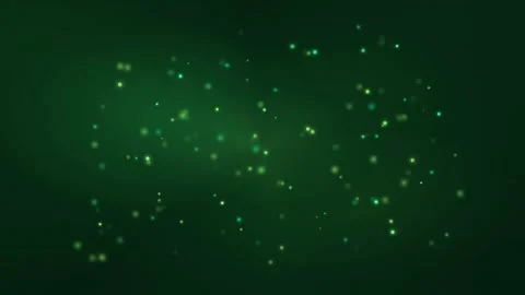 Abstract green glowing particles floating in dark space with soft bokeh light Stock Footage 346218112