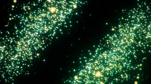 Abstract green glowing particles floating in dark space Stock Footage 347539200