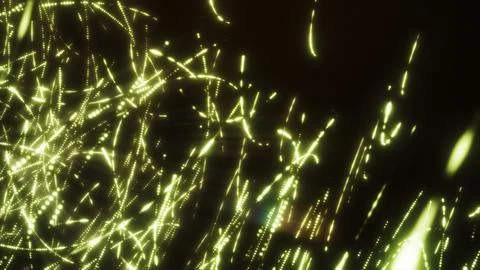 Abstract green glowing particles in motion on dark background Stock Illustration