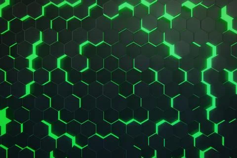 Abstract green glowing pattern, colorful background of futuristic surface with Stock Illustration
