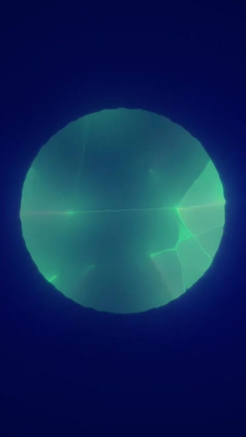 Abstract green glowing sphere with cracked translucent surface, soft halo, .. Stock Footage 334751203