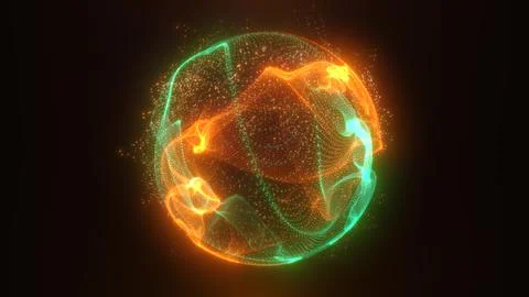 Abstract green glowing sphere made of digital particles and lines Stock Illustration