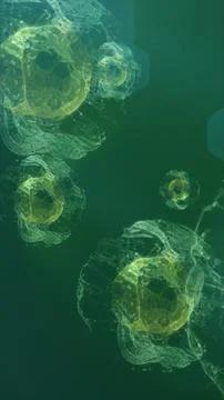 Abstract green glowing translucent spheres resembling organic cells or micros Stock Illustration