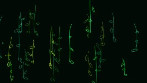Abstract green glowing vines pattern on dark background Stock Illustration