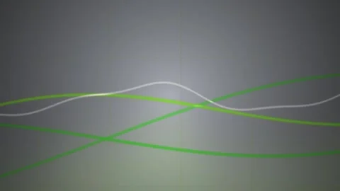Abstract green glowing wave lines moving on dark gray background. Stock Footage 346343801