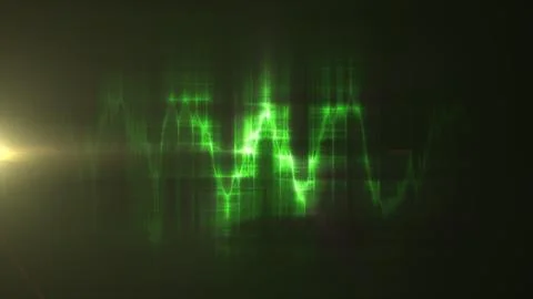 Abstract green glowing waveform with soft light trails, illustrating digita.. Stock Illustration