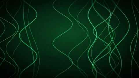 Abstract Green Glowing Wavy Lines Moving on Dark Background for Technology and Stock Footage 346204423