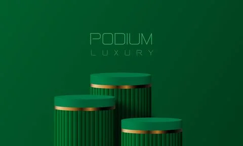 Abstract green gold podium empty room 3d shape design for product display Stock Illustration