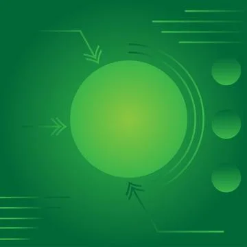 Abstract green gradient background with circles, lines and arrows. Stock Illustration