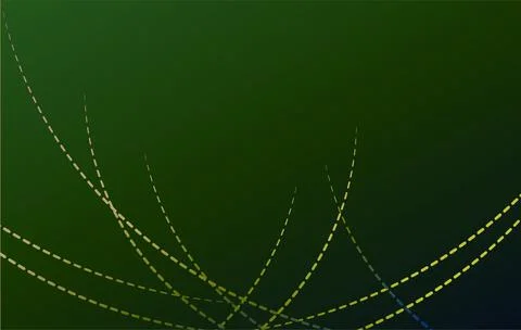 Abstract Green Gradient Background With Curved Dashed Lines In Yellow And B.. Stock Illustration