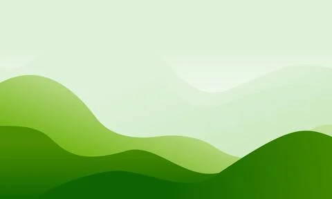 Abstract Green Gradient Background with Smooth Wavy Landscape Shapes Stock Illustration