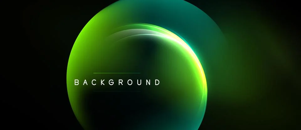 Abstract green gradient circle. Dark background highlights luminous curves,.. 스톡 일러스트