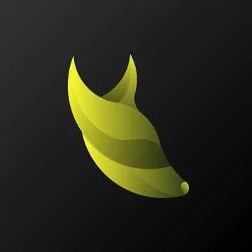 Abstract green gradient fox head minimal logo with golden ratio Stock Illustration