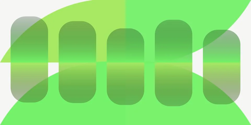 Abstract green gradient shapes with rounded rectangles イラスト素材