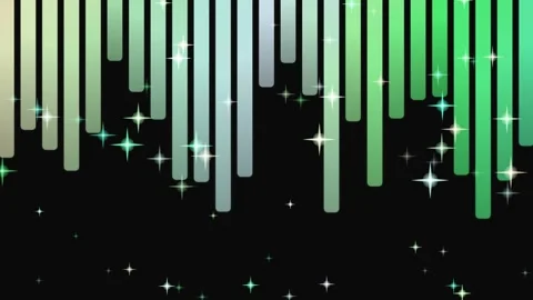 Abstract Green Gradient with Sparkling Stars on Black Background Stock Footage 331895267