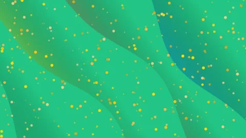 Abstract Green Gradient Waves with Golden Confetti Particles Motion Backgroun Stock Footage 331346165
