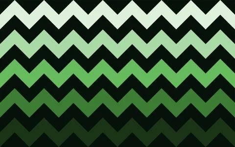 Abstract green gradient zigzag pattern on dark background. Illustrazione stock