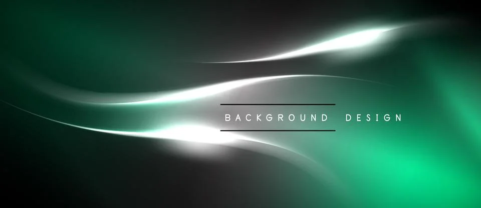 Abstract green, gray waves. Bright silver line cuts through dark background. 库存插图